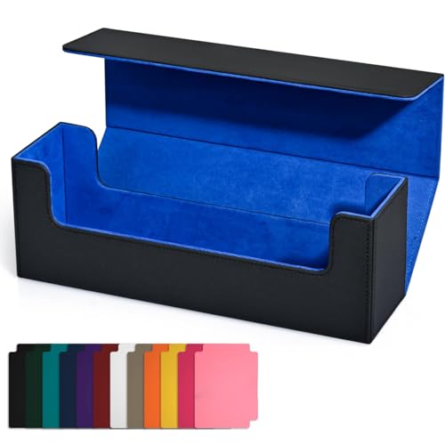 Guihydur PU-Kartendeck-Hülle, Kartendeck-Aufbewahrungsbox, Magnetverschluss, Kartenhalter für Magnetische Spielkarten, Blau + Schwarz von Guihydur