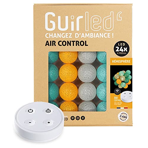 GuirLED - LED Baumwollkugeln Lichterkette USB - Drahtlose Fernbedienung - Baby Nachtlicht 2h - Dual USB 2A Netzteil enthalten - 4 Intensitäten – 24 Kugeln 2.4m - Halbkugel von GuirLED