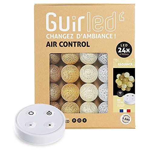 GuirLED - LED Baumwollkugeln Lichterkette USB - Drahtlose Fernbedienung - Baby Nachtlicht 2h - Dual USB 2A Netzteil enthalten - 4 Intensitäten – 24 Kugeln 2.4m - Radiance von GuirLED