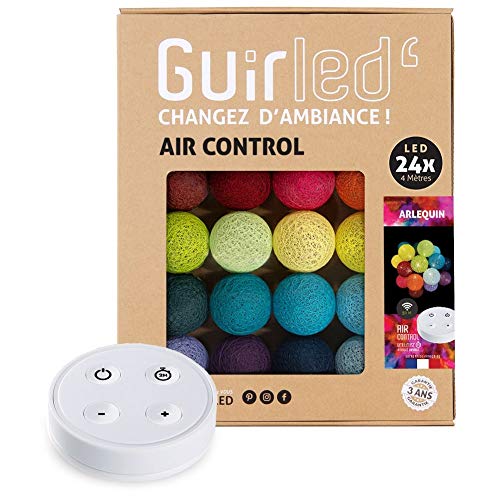 GuirLED - LED Baumwollkugeln Lichterkette USB - Drahtlose Fernbedienung - Baby Nachtlicht 2h - Dual USB 2A Netzteil enthalten - 4 Intensitäten – 24 Kugeln 2.4m - Arlequin von GuirLED