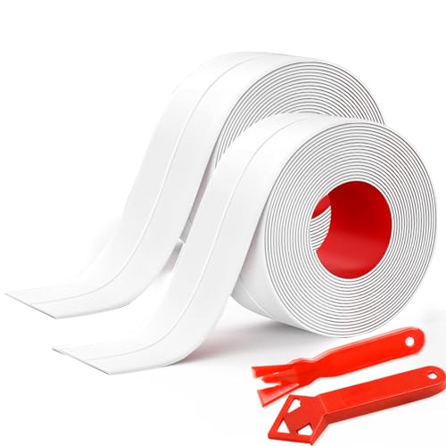 2 Rollen Dichtungsband Selbstklebend,38 mm x 10m， Fugendichtungsband, PVC Dichtungsstreifen Wasserdicht Klebeband,Dichtungsband Dusche, Dichtungsband für Küche,Badezimmer, Toilette, Wandecke von Guishop-EU