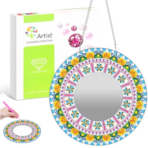 Guittly 5D Diamond Painting Spiegel, Schminkspiegel Bastelset, Kinder Kosmetikspiegel Spielzeug Mirror, Zimmer Wand Deko - Kreativ Geschenke für Mädchen, Mädchen 6-12 Jahre Kinder (Size-1) von Guittly