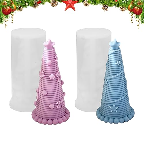 2 Stück Kerzen Gießform, 3D Weihnachtsbaum Kerzengießform Weihnacht DIY Silikonform Gießformen Silikon Kerzenform Gießen für Kerzenherstellung, Handgefertigte Seife, DIY Handwerk Dekoration von Gukasxi