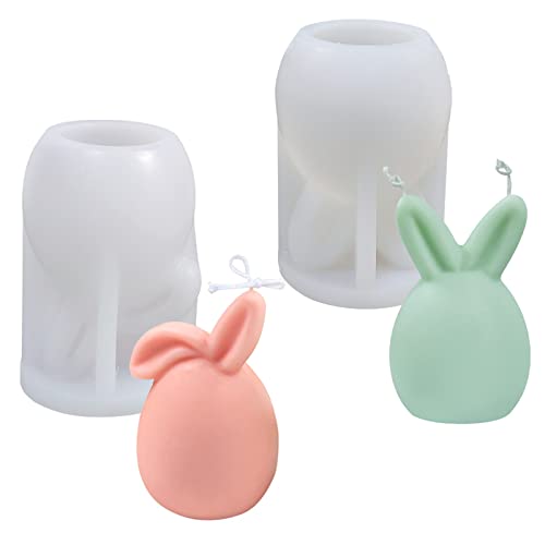 2 Stück Ostern Kaninchen Silikonform 3D Osterhase Silikonform Kerzenformen Ostern Kaninchen Kerzen Gießformen DIY Ostern Seifenform Silikonform für Kerzenherstellung von Gukasxi