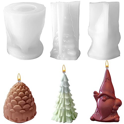 3 Stück Kerzen Gießform 3D Weihnachtskerzenform Kerzenform Epoxidharz Formen Silikonformen DIY Wichtel Figuren Weihnachtsbaum Gießform Für Weihnachten Deko von Gukasxi