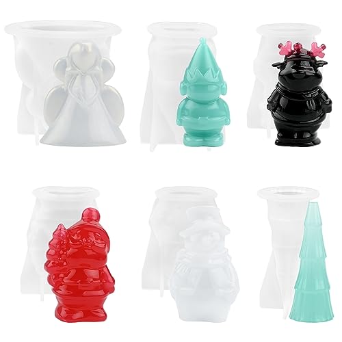 3D Silikonform Weihnachten, 6 Stück Weihnachten Zwerg Silikon Kerzen Formen Gießen, DIY Handgemachte Kerzen Gießform 3D Weihnachten Candle Silikonformen, Kerzen Seifenform Für Handarbeit Ornamente von Gukasxi