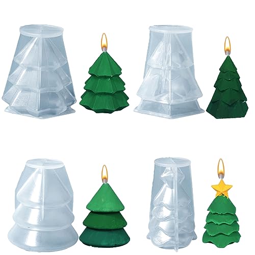 4 Stück Weihnachtsbaum Kerzenform Kerzen Gießform Silikon Kerzenform 3D Silikonform Gießformen DIY Kerzenherstellung Form Weihnachtsbaum Kerzengießform für Weihnachtsfeier, Heimdekoration (weiß) von Gukasxi