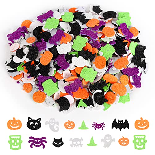 500 Stück Halloween Schaum Aufkleber Glitzer Schaumstoff Sticker Selbstklebend Spinne Schädel Geist Kürbis Schaum Aufkleber Halloween Dekoration Scrapbook Karten Basteln DIY von Gukasxi