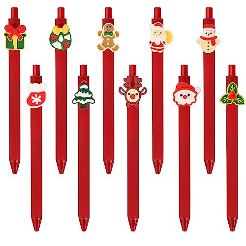 Gukasxi 10 Stück Weihnachten Gelschreiber 0,5mm Tintenroller Schwarz Rollerball Stift Weihnachten Gel Kugelschreiber für Schreiben Schule, Büro, Kinderparty Schule Belohnungen Geschenke von Gukasxi