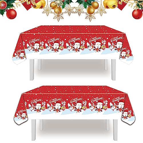 Gukasxi 2 Stück Weihnachten Party Tischdecke, Rot Santa Schneemann Elch Einweg Tischdecke, 130 X 220cm Rechteck Tischdecke Für Weihnachten Party Dekoration, Weihnachten Abendessen Tischdekorationen von Gukasxi