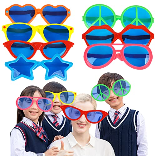 Gukasxi 7 Stück Partybrille Groß Kunstoff Funbrillen Neon Brille Set Bunte Party Brillen Riesenbrille Karneval für Mottoparty Kostümparty Geburtstagsparty von Gukasxi