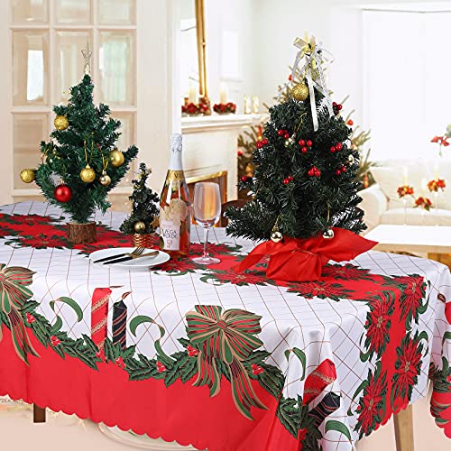 Gukasxi Weihnachten Tischdecke 150x180cm Abwaschbar Weihnachten Blume Plaid Gedruckt Weihnachten Tischdecke Xmas Tischdeko Fest Tafeltuch für Home Party Decor von Gukasxi