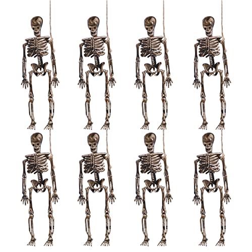 Halloween Mini Skelett Dekorationen Ganzkörper, 8 Packungen hängende Skelett-Dekorationen, Halloween-Skelett-Ornamente, realistische Miniatur Halloween Skelett Figuren, Halloween Party Dekor (6 Zoll) von Gukasxi