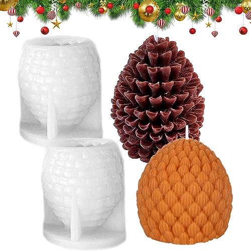 Tannenzapfen Silikonform 2 Stück 3D Weihnachten Kerzenform Tannenzapfen Kerzengießform Silikon Kerzenformen Weihnachten Silikonform für DIY Seife Schokolade Kerzenherstellung von Gukasxi