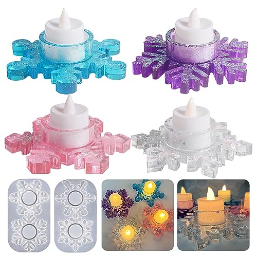 Weihnachten Kerzenständer Silikonform 2 Stück Snowflake Silicone Moulds Candle Holder Christmas Candle Mold Candle Mould Silicone Set Epoxy Resin Moulds DIY Candle Holder Christmas Home Decorations von Gukasxi