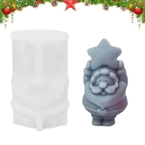 Weihnachten Silikonform 3D Weihnachtsmann Kerzenform Silikon Weihnachten Silikonform Epoxidharz Kerzengießformen DIY Silikonform Harz Figur Form Für Die Herstellung Von Kerzen, Schokolade (Weiß 2) von Gukasxi