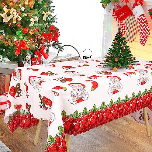 Weihnachtsmann Weihnachtstischdecke, 220 x 150 cm Rechteckige Weihnachten Tischdecke Tischläufer, Rot Weiß Xmas Tischdecke, Abwaschbare Tischdecke Wasserdicht, für Xmas Urlaub Winter Tischdekoration von Gukasxi