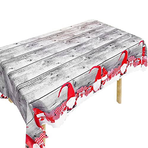 Weihnachtstischdecke Rechteckige Weihnachtstischdecke Grau Weihnachtstischdecke Waschbar Polyester Weihnachten Esstischdecke für Feiertag Tischdekoration, 180 x 150 cm (Grau) von Gukasxi