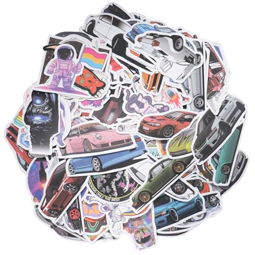 GullSkies 100 Stück Weltraum Astronaut und Cars Sticker Set, Wasserdicht Vinyl Auto Aufkleber Kinder, Personalisiert Sticker Aesthetic für Laptop Fahrrad Motorrad Scrapbooking Helm Snowboard Gepäck von GullSkies