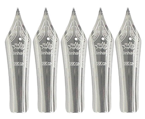 Gullor 5PCS Füllfederhalter Nibs passen Jinhao 159/450/750, Silber, gebogene Spitze von Gullor