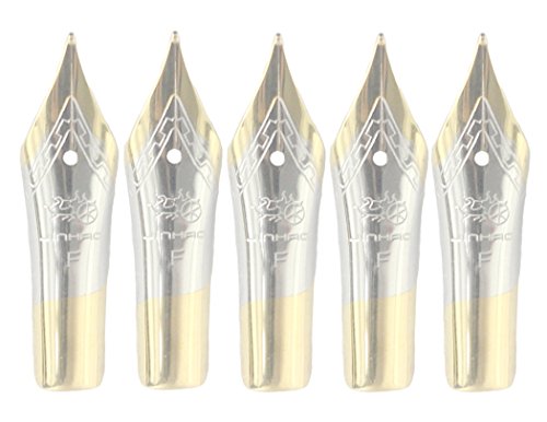 Gullor 5PCS Füllfederhalter Nibs passen Jinhao 250/301/500/5099/8802/9009/5000, Gold, feine Spitze von Gullor