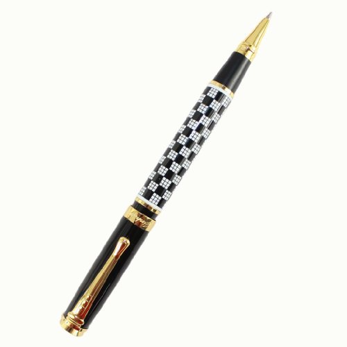 Gullor Edelste Schwarz Schachbrett Goldene Clip Kugelschreiber mit Push in Style Ink Converter von Gullor