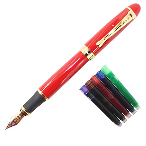 Gullor Füllfederhalter x450, Farbe: Dunkelblau und Gold rouge stylo plume ensemble von Gullor