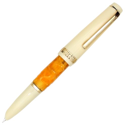 Gullor Mini-Füllfederhalter mit goldfarbenem Rand, Acryl-Taschenstift, Orange, versteckte extra feine Feder (0,38 mm) von Gullor