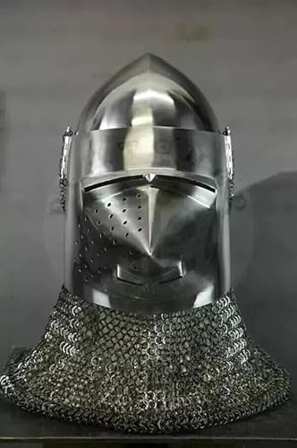 Gulvintilabcal Mittelalterlicher Ritter Bascinet Helm mit Kettenhemd Aventail - Kampfbereiter Helm von Gulvintilabcal