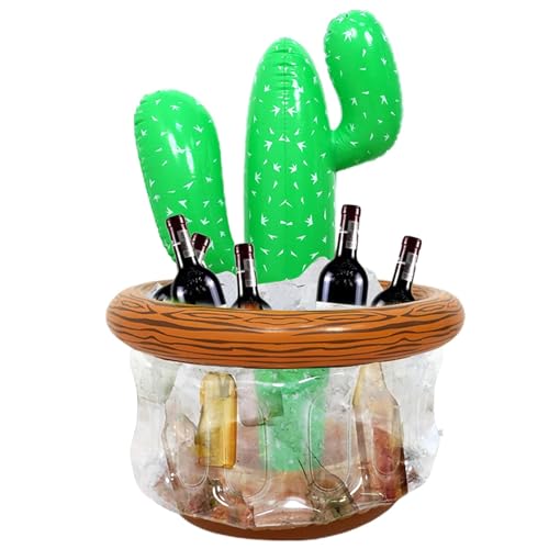 Cactus Cooler, Pool Party Inflatable Cooler, Cactus Shaped Drink Holder, Fiesta Cooler Cactus Ice Bucket Wearing Sombreros for Summer Swimming Pool Hawaiian Themed Party Supplies von Gungtj