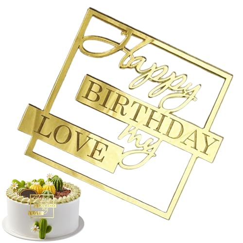 Gungtj Happy Birthday Kuchendekorationen - Neuheit Einzigartige Kucheneinlage - My Love Birthday Kuchen Dekoration Liebhaber Geburtstag Kuchen Topper Acryl Cake Topper von Gungtj