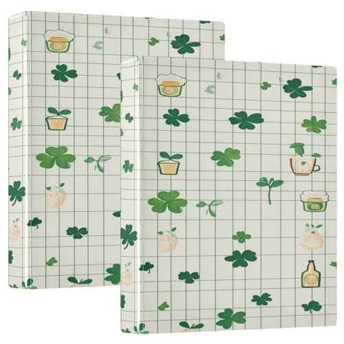 3-Ringbuch, 3,8 cm, St. Patrick's Day, Glücksklee mit Taschen, Schulbedarf, Hardcover, 1 Packung von GuoChe