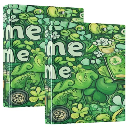 3 Ringbücher 3,5 cm St. Patrick's Day Lucky Green Clover Truck mit Klemmbrett, Collegeordner für Studenten, Hardcover, 1 Packung von GuoChe