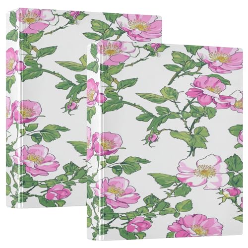 3 Ringe Binder 1 und 1/2 Zoll Malediven Pfirsich Polyantha Rose Sommerblumen mit Klemmbrett Ordner für Schule 200 Blatt 1 Packung von GuoChe