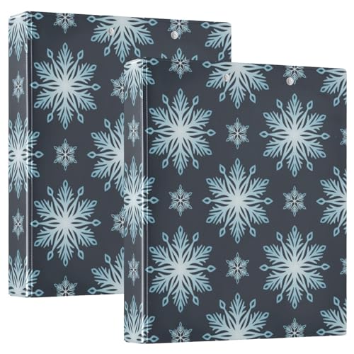 3 Ringe Binder 3,8 cm Merry Christmas Schneeflocken blau mit Klemmbrett Schulhefter 200 Blatt 1 Packung von GuoChe