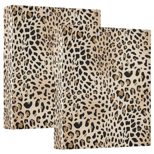 Aesthetic Unique Beauty Leopard Gold 1 und 1/2 Zoll Binder Drei-Ringe Ordner mit Taschen 1/2 Packung Ordner Ästhetischer Ordner 200 Blatt von GuoChe