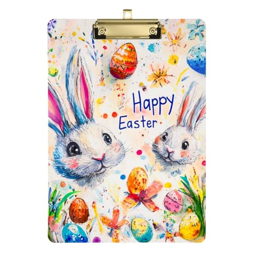 Arbeits-Klemmbrett Happy Easter Bunny Blumen Kritzelei Kunststoff Sozialarbeiter Klemmbrett für Frauen Basketball Trainer 30,5 x 22,9 cm mit Metallclip von GuoChe