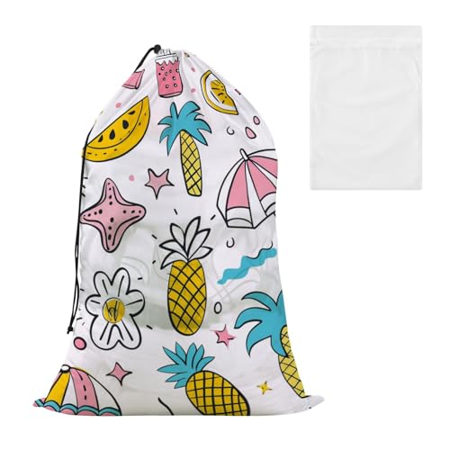 Aufbewahrungstasche für Schuhe, Sommerbäume, Regenschirme, Ananas, Strand, bunt, mit Netzstoff, einfach anzubringen, Wäschekorb oder Korb, robuste Decken-Aufbewahrungstasche von GuoChe