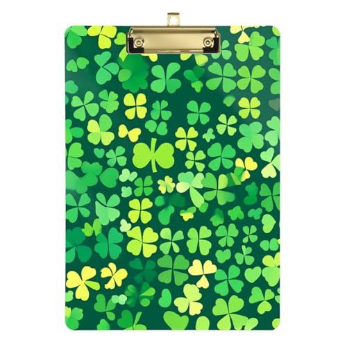 Büro-Klemmbretter St. Patrick's Day Lucky Green Clover Standard A4 Briefgröße Polizeiticket Klemmbrett für das erste Jahr Lehrer Must Haves 30,5 x 22,9 cm mit Metallclip von GuoChe