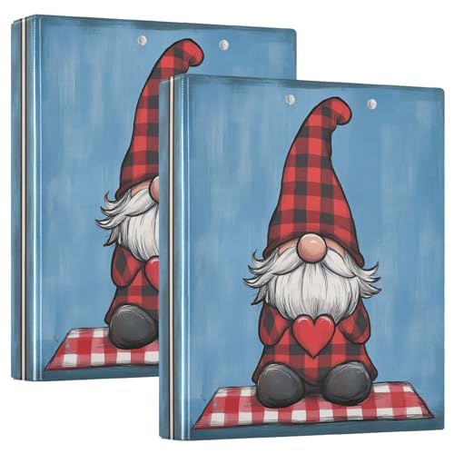 Buffalo Plaid Gnome Valentinstag 3 Ringbuch 3,8 cm Notizbuch Ordner mit Tascheneinband, 1/2 Stück, Schulhefter Hardcover von GuoChe