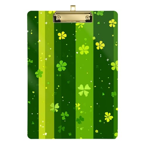 Bulk Klemmbretter St. Patrick's Day Lucky Green Clover Acryl Klemmbrett Binder für Lehrer Must Haves 30,5 x 22,9 cm mit Metallclip von GuoChe