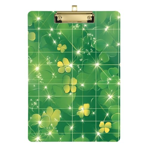 Klemmbrett Clip St. Patrick's Day Lucky Green Clover Wasserdichtes Klemmbrett Ingenieur für Softball-Trainer 12 x 9 mit Metallclip von GuoChe