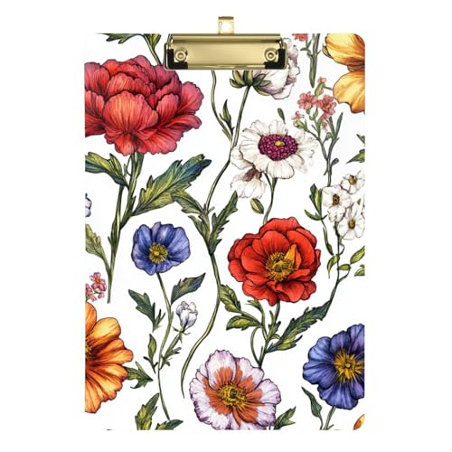 Klemmbrett Frühling niedliche Blumen Rustikal Standard A4 Briefgröße Klemmbrett Papierblock für Fußball LKW Fahrer 30,5 x 22,9 cm mit Metallclip von GuoChe