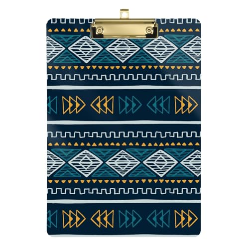 Klemmbrett Ordner Tribal Bohemian Blau Kunststoff Medic Klemmbrett für Büro Klassenzimmer 30,5 x 22,9 cm mit Metallclip von GuoChe