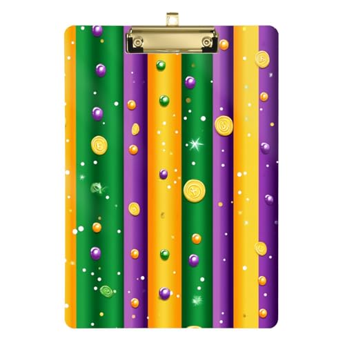 Klemmbrett Organizer Karneval Lila Gold Grün Kunststoff Klemmbretter für Krankenschwestern für Volleyball Baseball Trainer 30,5 x 22,9 cm mit Metallclip von GuoChe