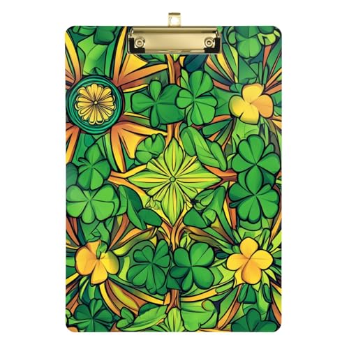 Klemmbrett Organizer St. Patrick's Day Lucky Green Clover Standard A4 Letter Size Nurse Clip Board for Teacher Student Doctor Nurse 12 x 9 with Metal Clip von GuoChe