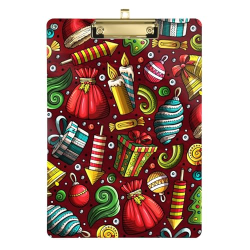 Klemmbrett mit Aufschrift "Merry Christmas", Rot, A4-Papierblatt, Klemmbrett für Schreibtisch, Fußball, Softball, Coaching, 30,5 x 22,9 cm, mit Metallclip von GuoChe