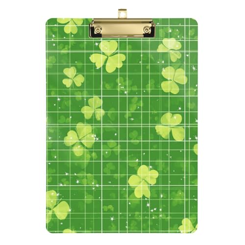 Krankenschwester-Klemmbrett St. Patrick's Day Lucky Green Clover Standard A4 Briefgröße Padfolio Klemmbrett Ordner für Volleyball Baseball Trainer 30,5 x 22,9 cm mit Metallclip von GuoChe