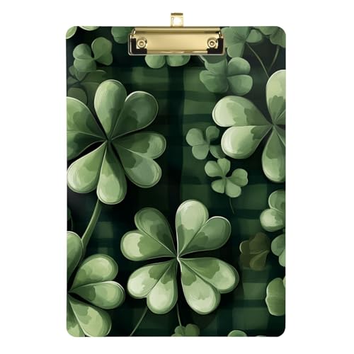 Kunst-Klemmbrett St. Patrick's Day Lucky Green Clover Kunststoff Dokument Klemmbrett für Fußball Softball Coaching 30,5 x 22,9 cm mit Metallclip von GuoChe