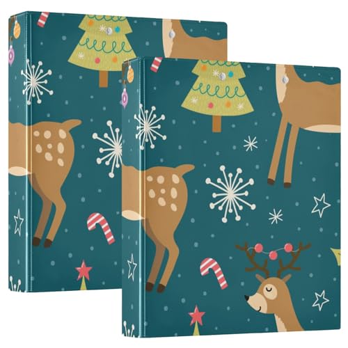 Notizbuch, 3 Ringel, 3,8 cm, Frohe Weihnachten, Cartoon, Winter, mit Klemmbrett, Schulbinder, 200 Blatt, 1 Packung von GuoChe